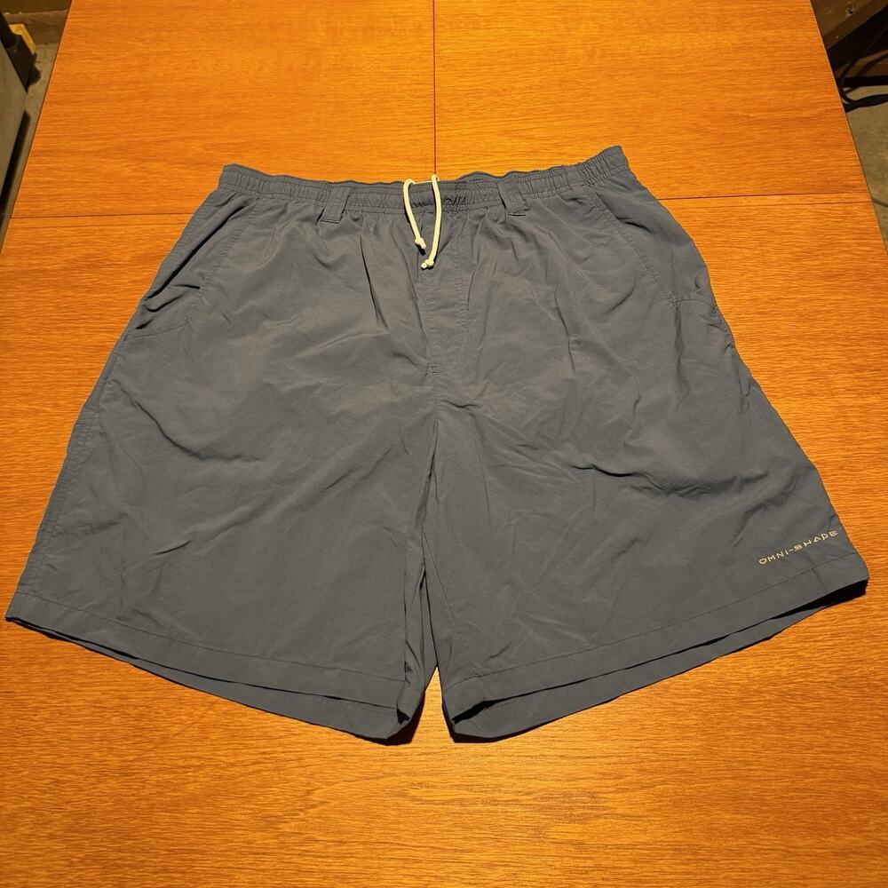 Columbia PFG Omni-Shade Men’s Large Blue Mesh Lined Shorts Drawstring Pockets